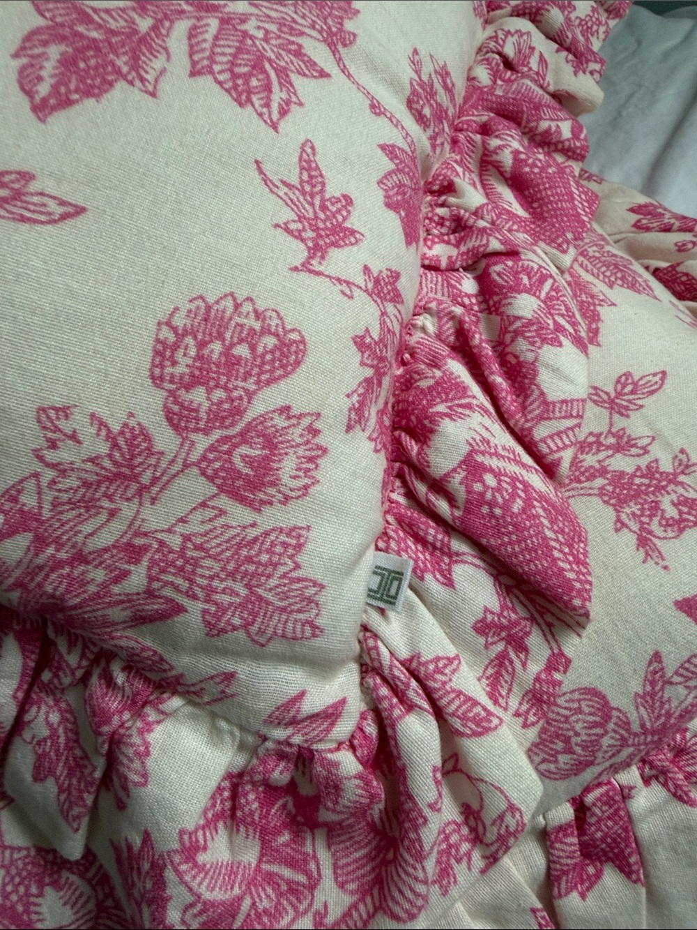 Pair of Toile Ruffle Throw Pillows - Picture 4 of 6